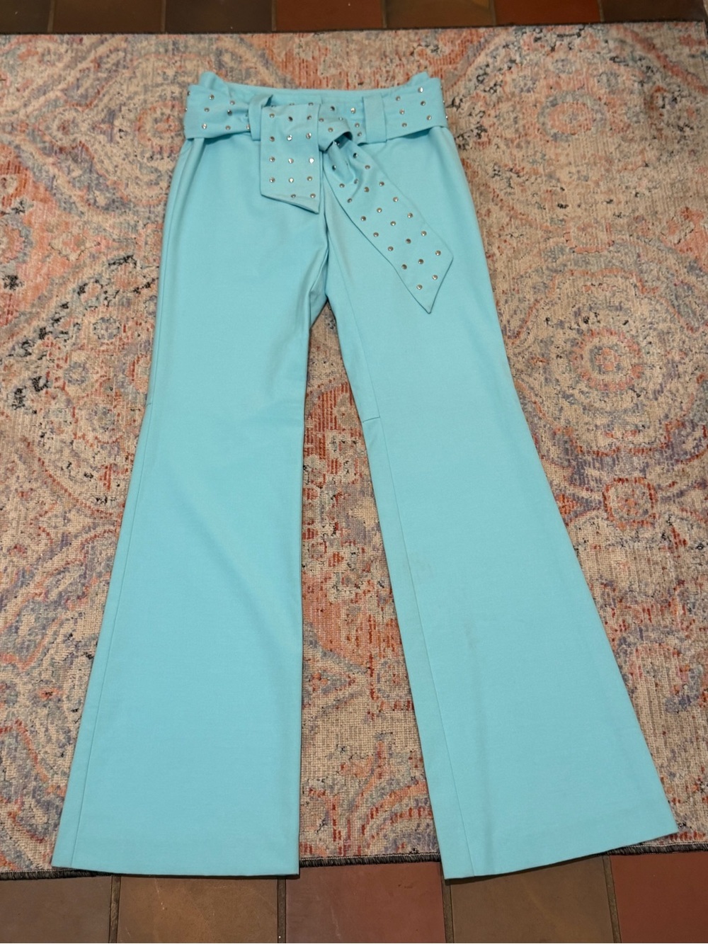 Cache Aqua Flare Pants with Studded Tie Belt